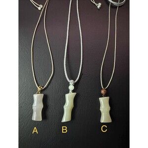 Hand-Carved Natural Jade Bamboo Pendant Necklace | Chinese Jade Bamboo Charm